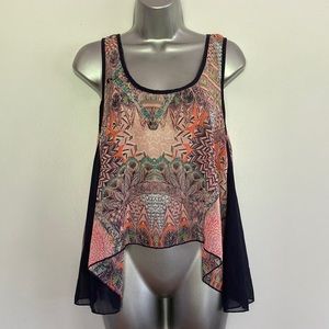 Papaya Medium Chiffon Sharkbite Tank Top